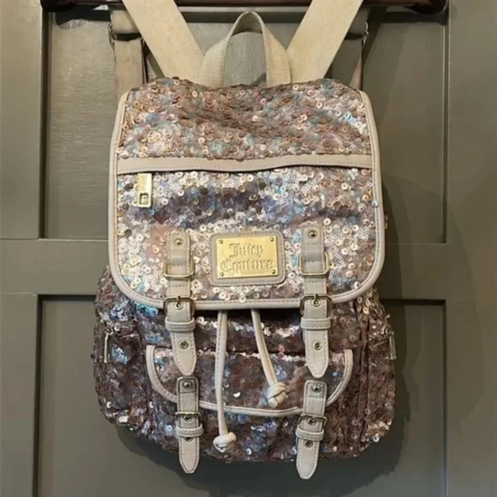 Juicy Couture Rainbow Sequined Pink Gold Multicolor Backpack Y2K Eras Tour Pride